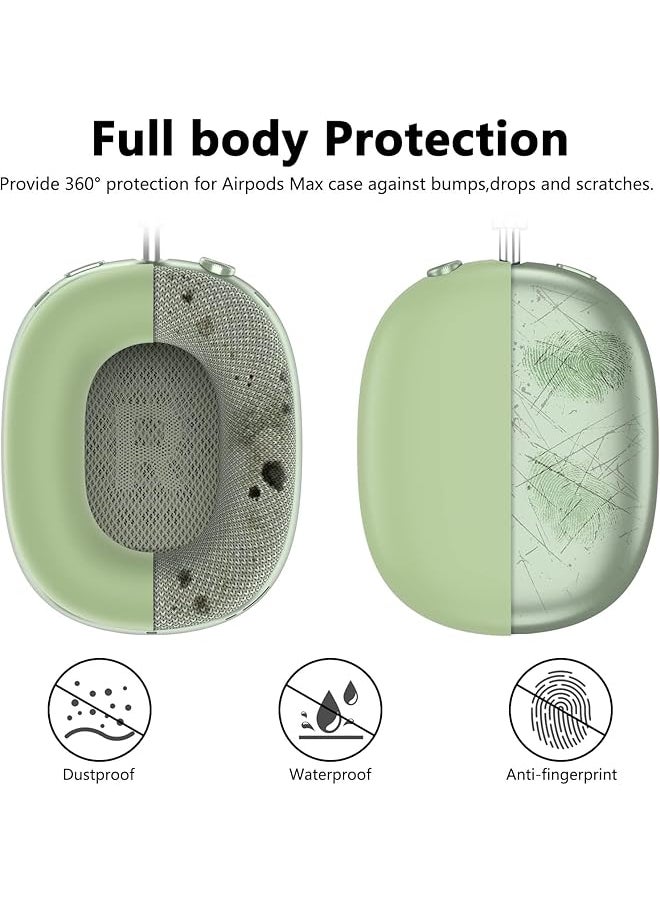 erorex - Case Cover For Airpods Max Headphones 3 In 1Silicone Ear Cups Cover Ear Pad Case Cover Headband Cover Anti Scratch Protective Cover Clear Soft Tpu Ear Cups Cover For Headphones Green - Image 1