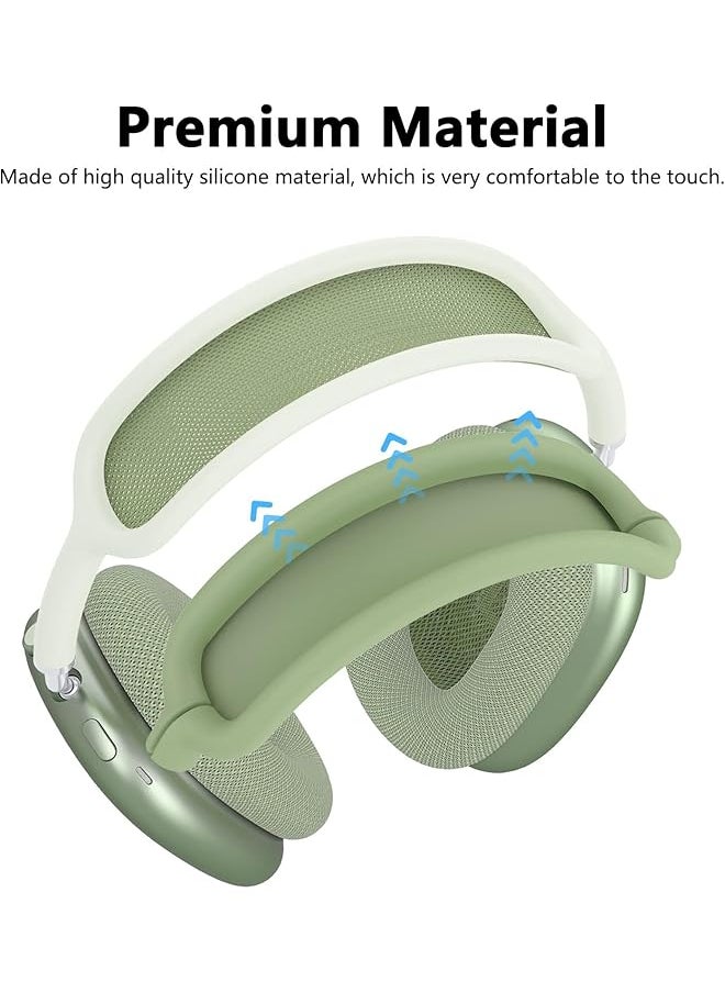 erorex - Case Cover For Airpods Max Headphones 3 In 1Silicone Ear Cups Cover Ear Pad Case Cover Headband Cover Anti Scratch Protective Cover Clear Soft Tpu Ear Cups Cover For Headphones Green - Image 1