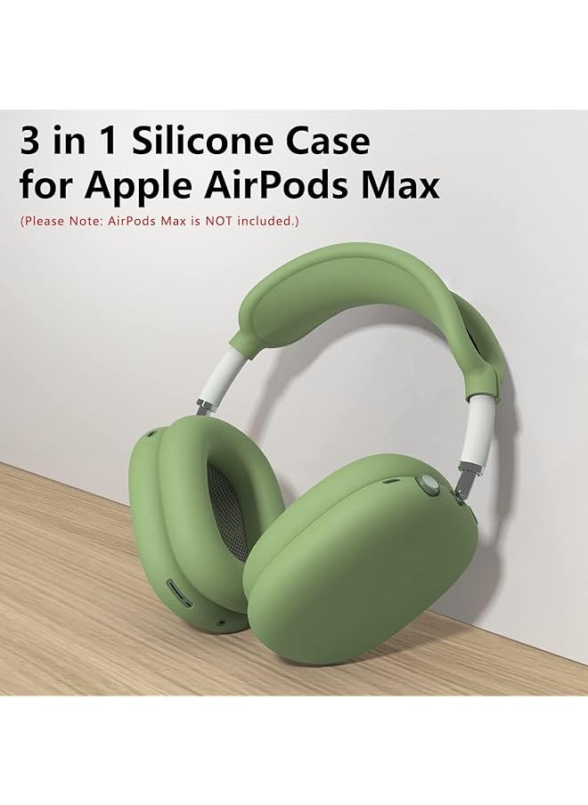 erorex - Case Cover For Airpods Max Headphones 3 In 1Silicone Ear Cups Cover Ear Pad Case Cover Headband Cover Anti Scratch Protective Cover Clear Soft Tpu Ear Cups Cover For Headphones Green - Image 1