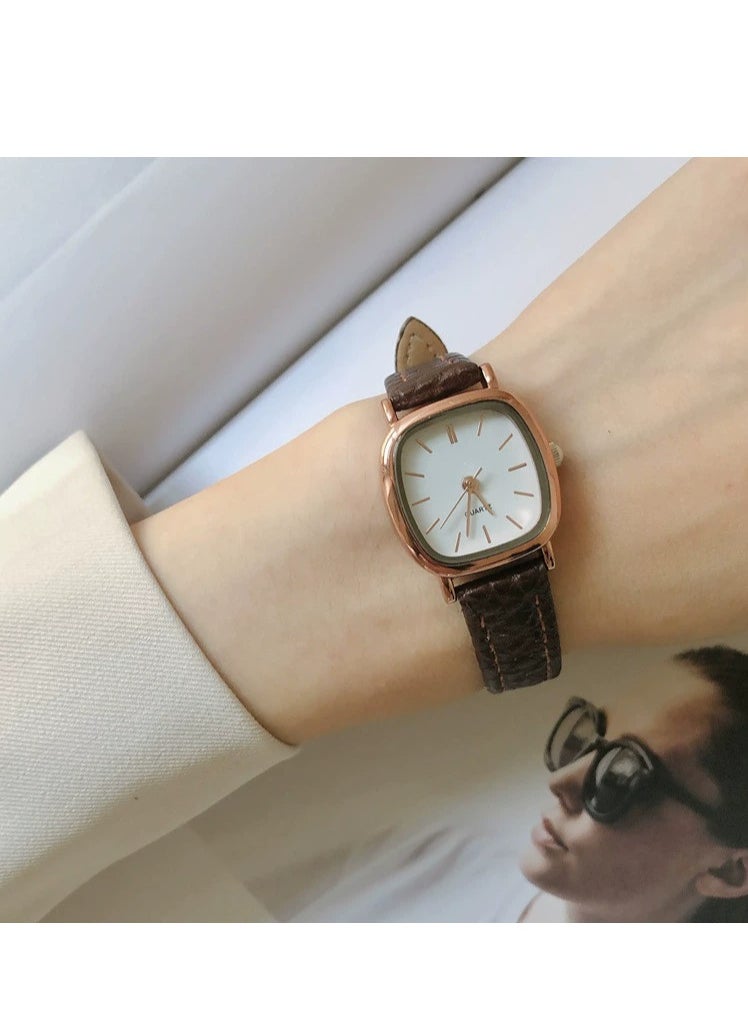 wokai 2025 New Korean Version Quartz Leather Strap Watch, Trendy Minimalist Retro Harajuku Style, Suitable for Students, Men, Women, and Couples  - Image 1