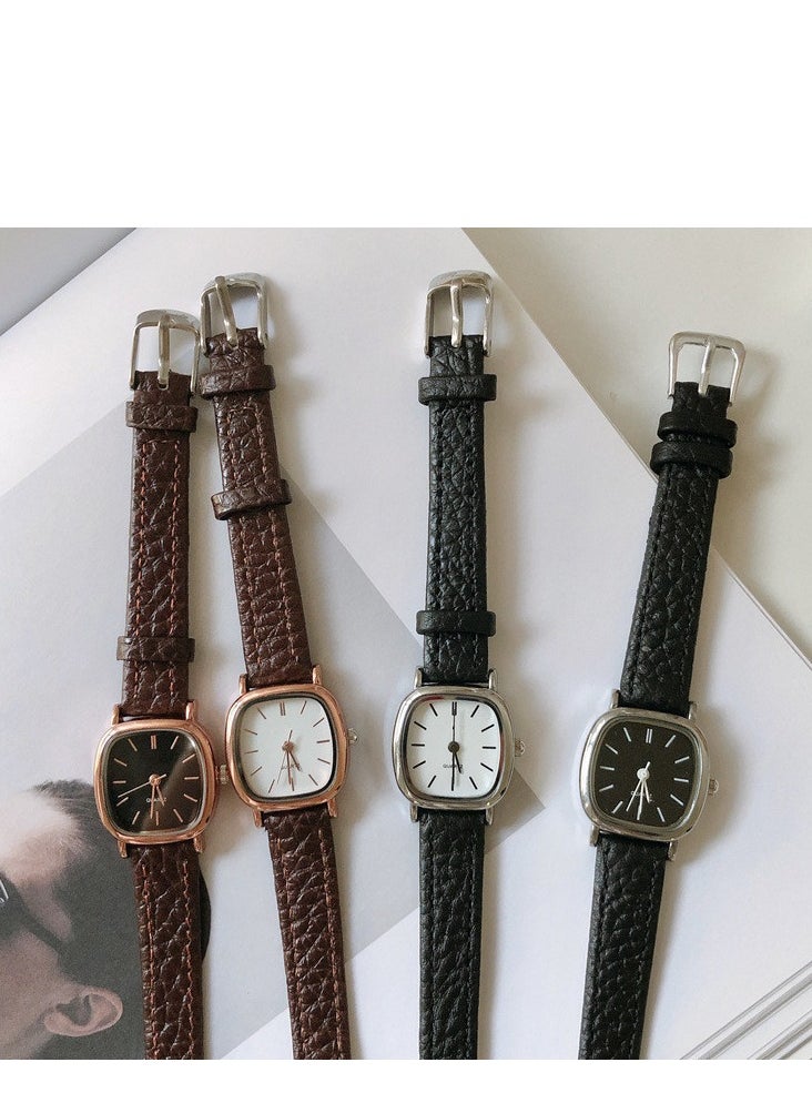 wokai 2025 New Korean Version Quartz Leather Strap Watch, Trendy Minimalist Retro Harajuku Style, Suitable for Students, Men, Women, and Couples  - Image 2