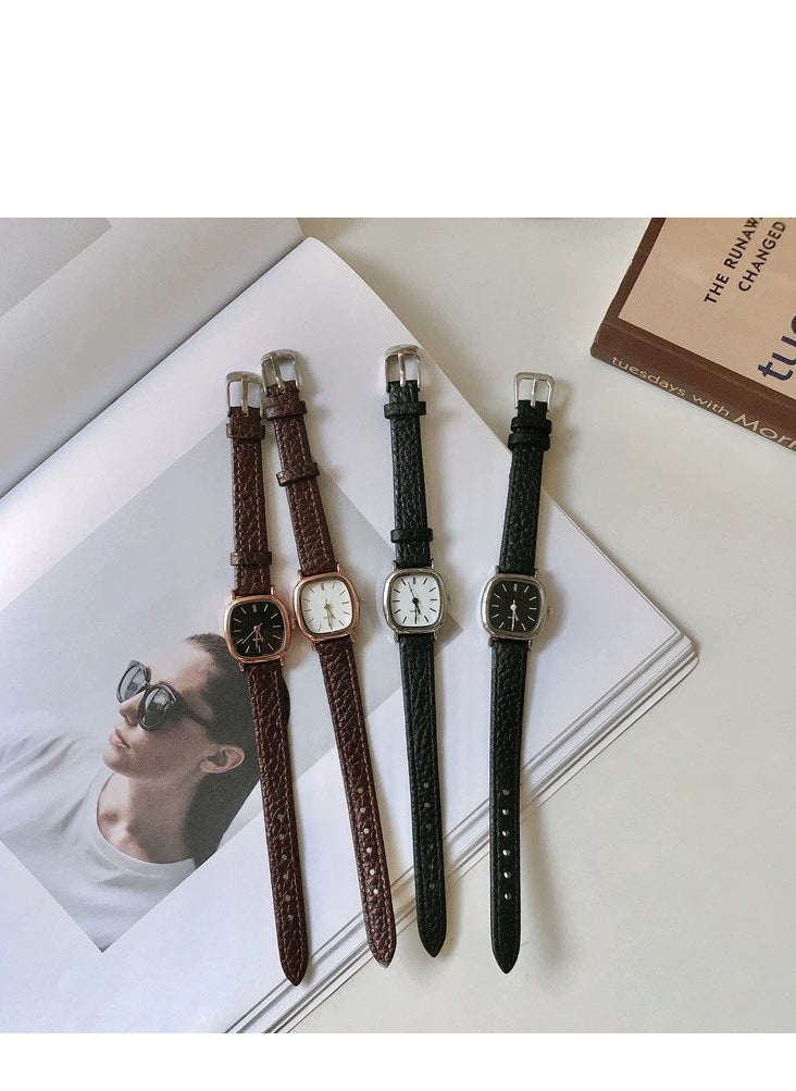 wokai 2025 New Korean Version Quartz Leather Strap Watch, Trendy Minimalist Retro Harajuku Style, Suitable for Students, Men, Women, and Couples  - Image 3