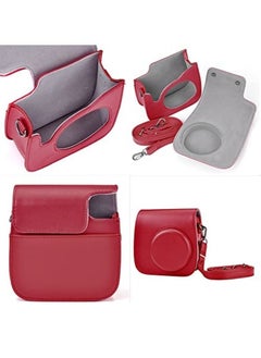 Rubik Protective Case for Fujifilm Instax Mini 9 Mini 8 Mini 8+ Mini 8s Instant Camera PU Leather Camera Case with Removable Strap and Pocket Red  - Image 5