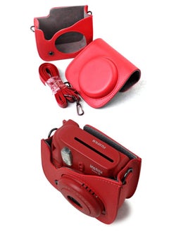 Rubik Protective Case for Fujifilm Instax Mini 9 Mini 8 Mini 8+ Mini 8s Instant Camera PU Leather Camera Case with Removable Strap and Pocket Red  - Image 3