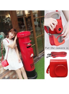 Rubik Protective Case for Fujifilm Instax Mini 9 Mini 8 Mini 8+ Mini 8s Instant Camera PU Leather Camera Case with Removable Strap and Pocket Red  - Image 2