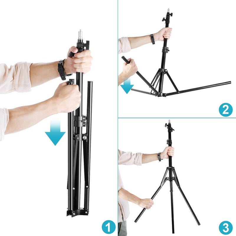eWINNER 210cm Aluminum Alloy Portable Photography Reverse Folding Light Stand for Camcorder Camera Relfectors/Softboxes/LED Ring Flash Light/Umbrellas/Backgrounds Live Streaming/Video Shoots/Selfies - Image 2