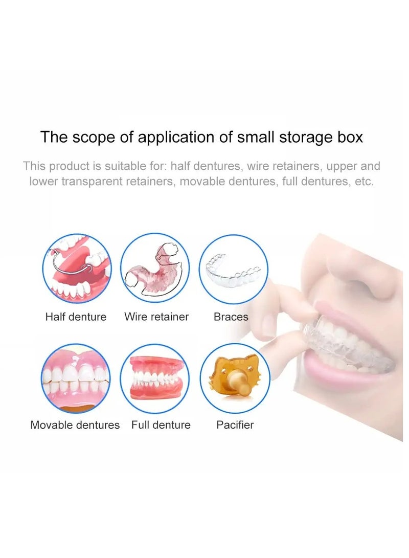 Zikra طقم علبة الاحتفاظ مع مصفاة، علبة واقي فم كبيرة مع مفصلة غطاء، حاوية تخزين للنقع، علبة طقم أسنان للتنظيف، علبة احتفاظ للأسنان التقويمية للاستخدام المنزلي والمكتب والسفر (أزرق) - Image 2