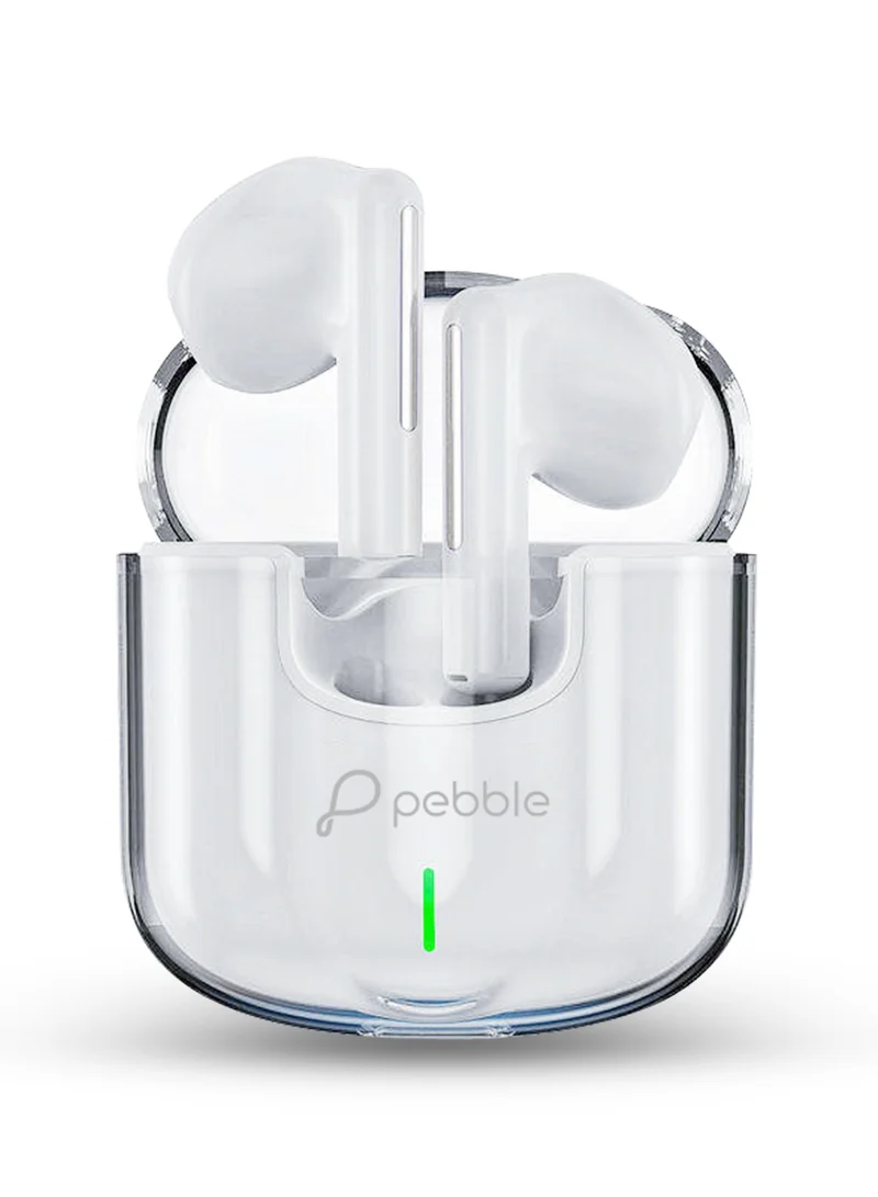 Pebble Duet Earbuds True Wireless Bluetooth Earphone with 20H Playtime, Noise Cancelling, 100H Standby, Low Latency Splash Proof With Auto Pairing And Voice Assistant Earphones TWS White