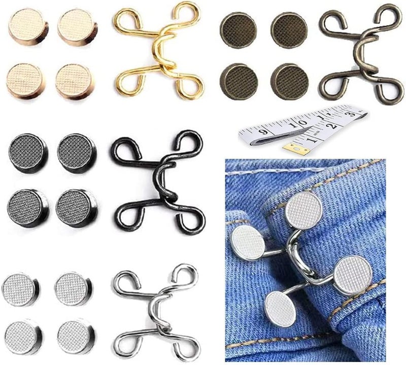SKOFRI SKOFRI Adjustable Jeans Button for Waist Tightening Waist Buckle Extender for Jeans Waist Tightener Clips for Loose Jeans Pants Skirts Pant Waist Tightener for Women4Pcs - Image 1