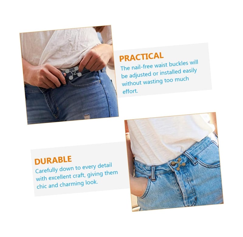 SKOFRI SKOFRI Adjustable Jeans Button for Waist Tightening Waist Buckle Extender for Jeans Waist Tightener Clips for Loose Jeans Pants Skirts Pant Waist Tightener for Women4Pcs - Image 5