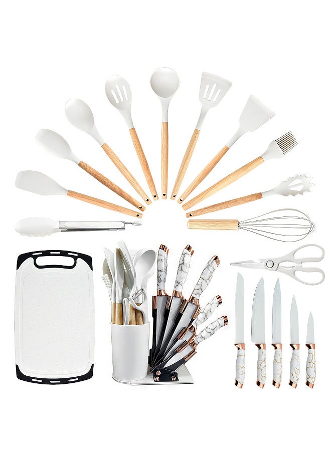 Generic Silicone Cooking Utensils Set 446 Fahrenheit Degrees Heat Resistant Kitchen Utensils Turner Spatula Spoon Brush Whisk Knife Scissors Kitchen Utensil Gadgets Tools Set with Holder  - Image 3