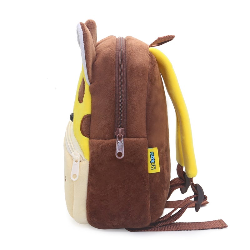 Plush Kids Backpack, Giraffe Animal Design, Soft Lightweight School Bag for Toddlers and Preschool Kids - Image 3
