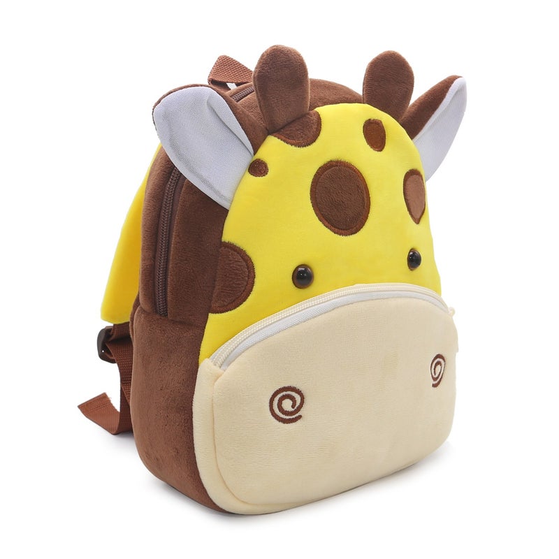 Plush Kids Backpack, Giraffe Animal Design, Soft Lightweight School Bag for Toddlers and Preschool Kids - Image 4