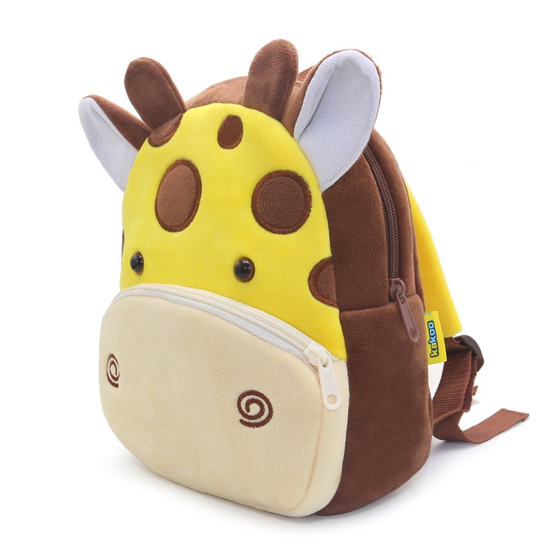 Plush Kids Backpack, Giraffe Animal Design, Soft Lightweight School Bag for Toddlers and Preschool Kids - Image 2