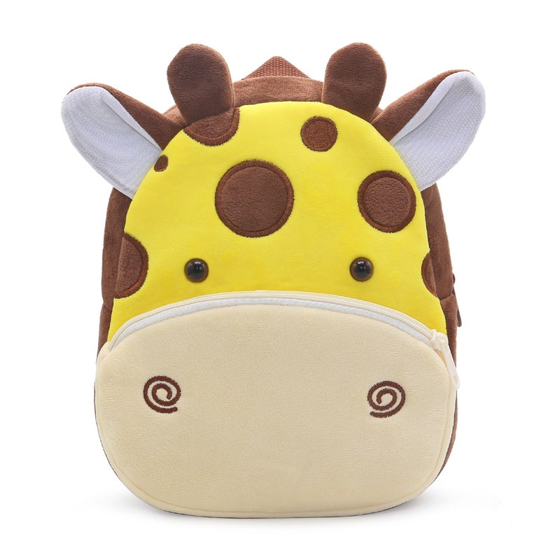 Plush Kids Backpack, Giraffe Animal Design, Soft Lightweight School Bag for Toddlers and Preschool Kids - Image 1