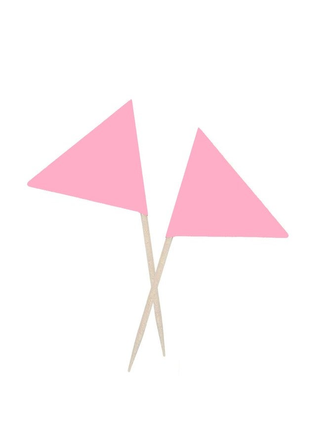 JAVD Solid Pure pink Toothpick Flags Small Mini Plain pink Color Triangle Stick Cupcake Toppers Flags DIY party Decoration (100 Pcs) - Image 4