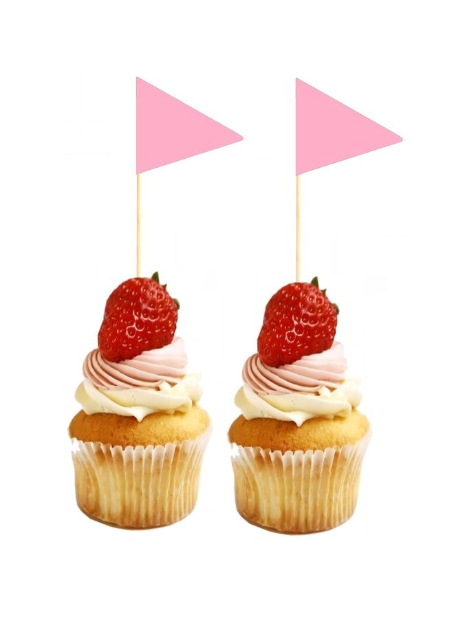 JAVD Solid Pure pink Toothpick Flags Small Mini Plain pink Color Triangle Stick Cupcake Toppers Flags DIY party Decoration (100 Pcs) - Image 3