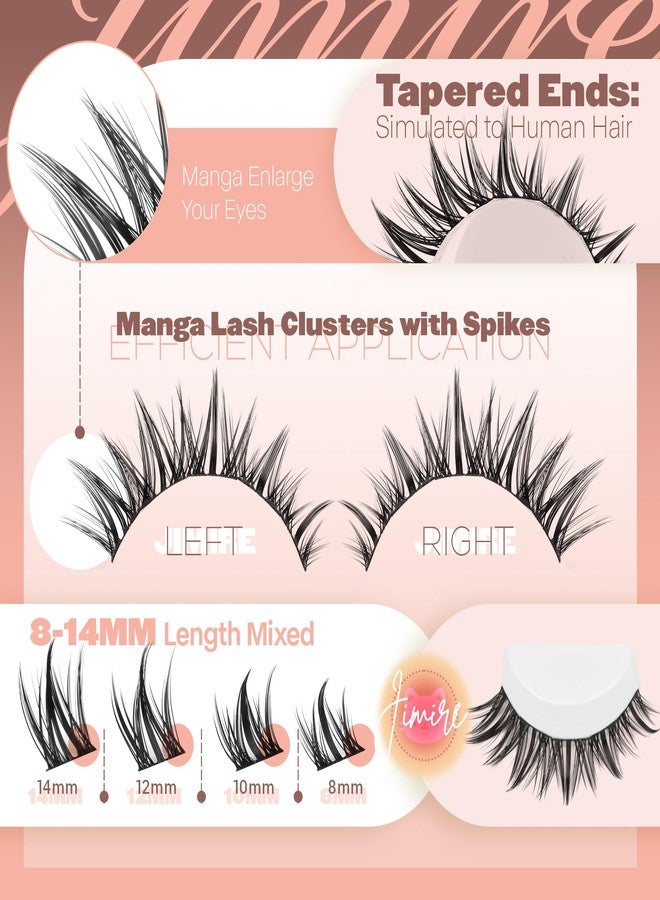 JIMIRE Manga Lash Clusters Natural Look Anime Eyelash Clusters Cute 8-14MM Wispy Fairy Cluster Eyelash Extensions with Spiky 100 Pcs Manga Individual Lashes with Thin Band - Image 3
