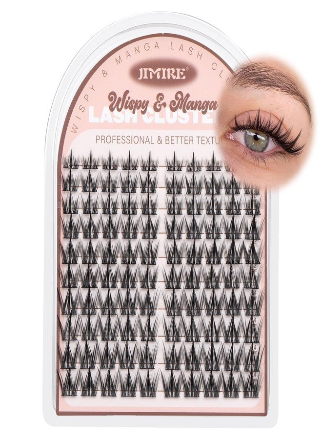 JIMIRE Manga Lash Clusters Natural Look Anime Eyelash Clusters Cute 8-14MM Wispy Fairy Cluster Eyelash Extensions with Spiky 100 Pcs Manga Individual Lashes with Thin Band - Image 1
