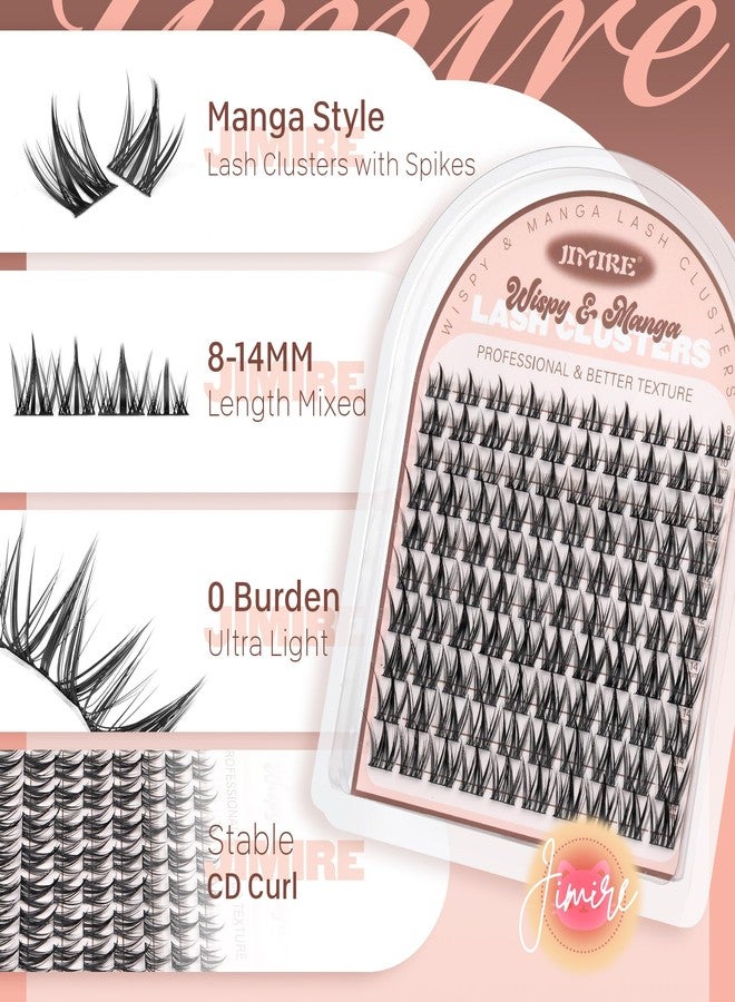 JIMIRE Manga Lash Clusters Natural Look Anime Eyelash Clusters Cute 8-14MM Wispy Fairy Cluster Eyelash Extensions with Spiky 100 Pcs Manga Individual Lashes with Thin Band - Image 2