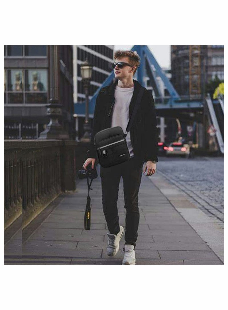 Men's Multifunctional Canvas Shoulder Bag Multi Pockets Business Messenger Bags Portable Mobile Phone Coin Sports Over Crossbody for Travel School Office - Image 5