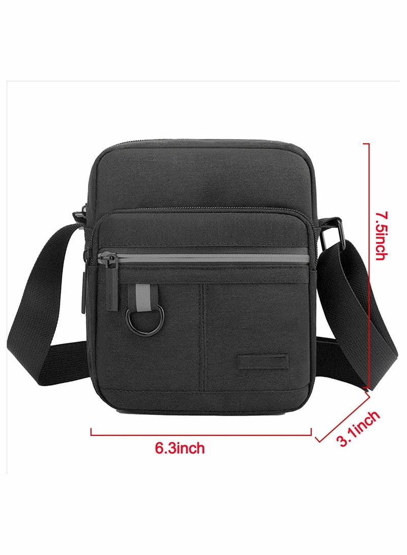 Men's Multifunctional Canvas Shoulder Bag Multi Pockets Business Messenger Bags Portable Mobile Phone Coin Sports Over Crossbody for Travel School Office - Image 2