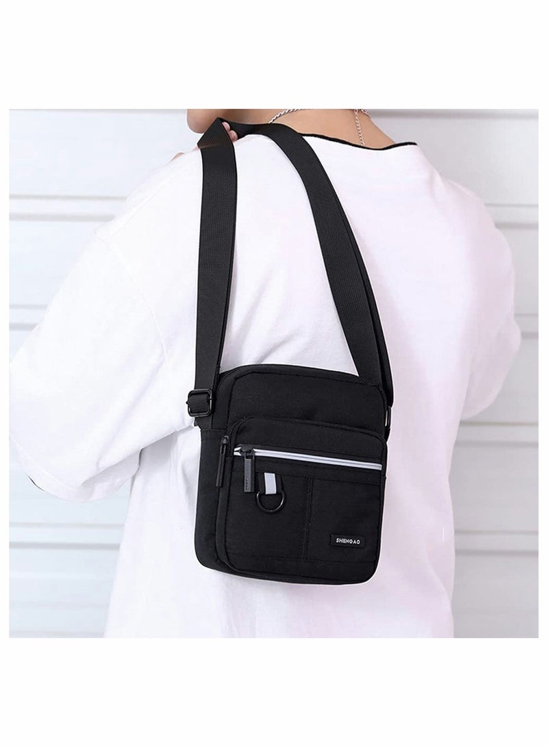 Men's Multifunctional Canvas Shoulder Bag Multi Pockets Business Messenger Bags Portable Mobile Phone Coin Sports Over Crossbody for Travel School Office - Image 3