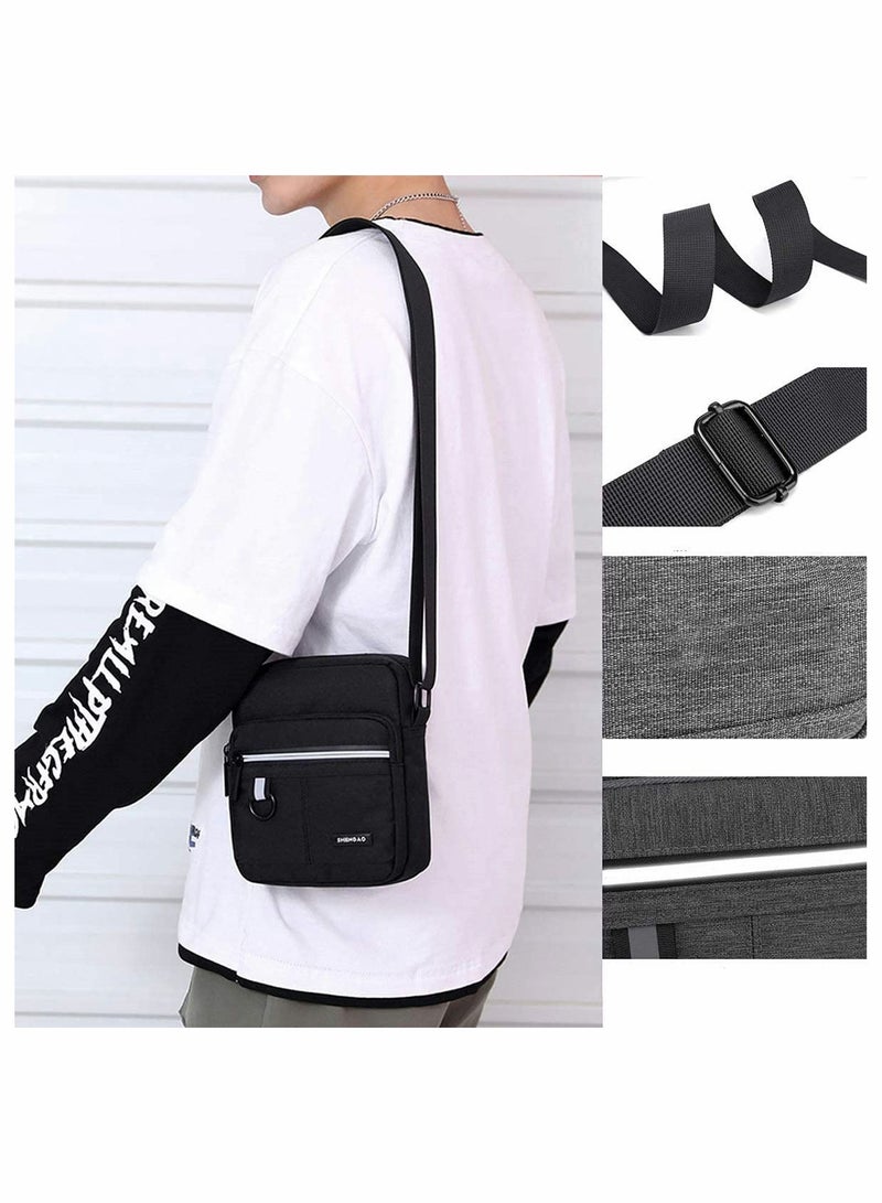 Men's Multifunctional Canvas Shoulder Bag Multi Pockets Business Messenger Bags Portable Mobile Phone Coin Sports Over Crossbody for Travel School Office - Image 4