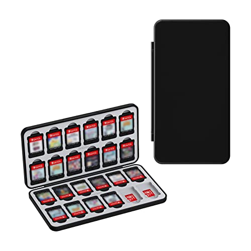 JINGDU 24-Slot Switch Game Card Case Compatible with Nintendo Switch Games & micro SD Cards, Portable Games Holder Organizer Suitable for Switch, NS2/NS/Lite/OLED Game Cards, Black - Image 1