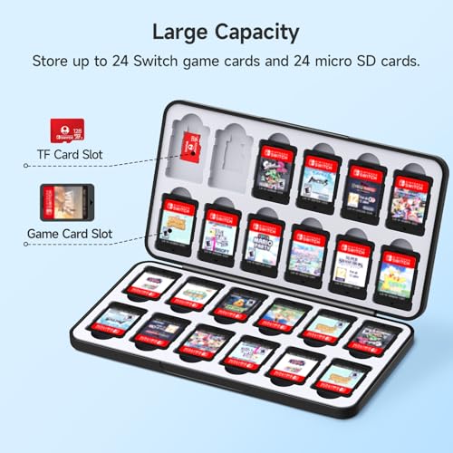 JINGDU 24-Slot Switch Game Card Case Compatible with Nintendo Switch Games & micro SD Cards, Portable Games Holder Organizer Suitable for Switch, NS2/NS/Lite/OLED Game Cards, Black - Image 2