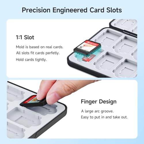 JINGDU 24-Slot Switch Game Card Case Compatible with Nintendo Switch Games & micro SD Cards, Portable Games Holder Organizer Suitable for Switch, NS2/NS/Lite/OLED Game Cards, Black - Image 3