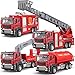 TAKGUD 4 Packs Metal Fire Trucks Playsets Mini Friction Powered Vehicle Including Fire Engine Ladder Truck Diecast Tank Tow Realistic Design for Toddlers Boys Kids Aged 3 Years Old - Image 3