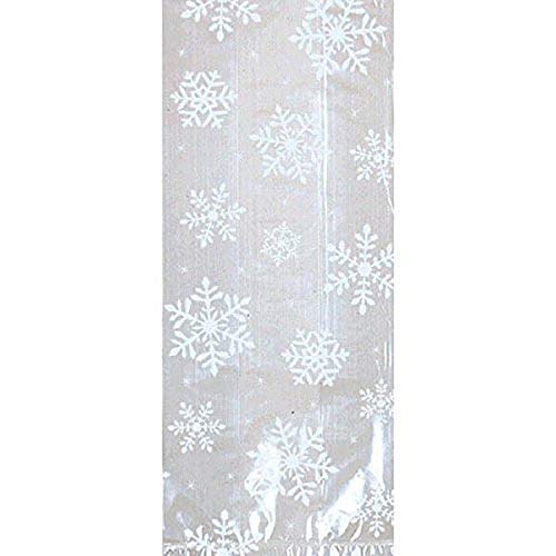 Amscan 20 Count 912 by 4 by 214 Cello Festive Snowflakes Party Bags Small ClearWhite
