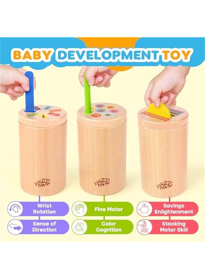 Wooden Montessori Baby Toddler Toys: 3 in 1Learning Fine Motor Skills Juguetes, Educational Color Sorting Fidget Sensory Toys for Toddlers 1-3, Object Permanence Cause and Effect Boys Girls Gifts - Image 2