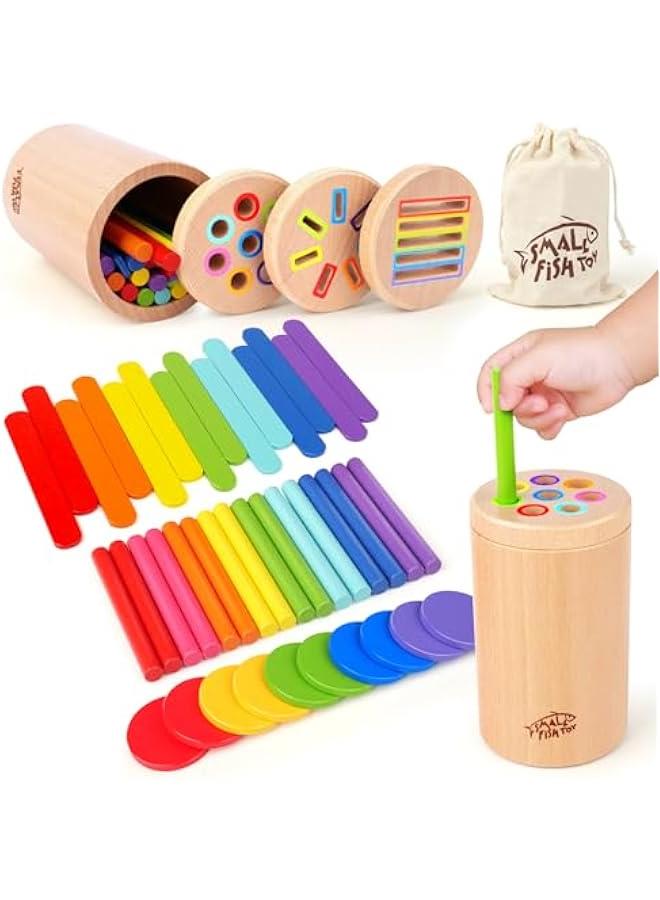 Wooden Montessori Baby Toddler Toys: 3 in 1Learning Fine Motor Skills Juguetes, Educational Color Sorting Fidget Sensory Toys for Toddlers 1-3, Object Permanence Cause and Effect Boys Girls Gifts - Image 1