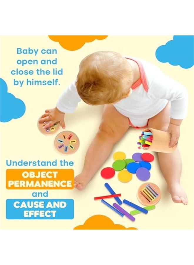 Wooden Montessori Baby Toddler Toys: 3 in 1Learning Fine Motor Skills Juguetes, Educational Color Sorting Fidget Sensory Toys for Toddlers 1-3, Object Permanence Cause and Effect Boys Girls Gifts - Image 4