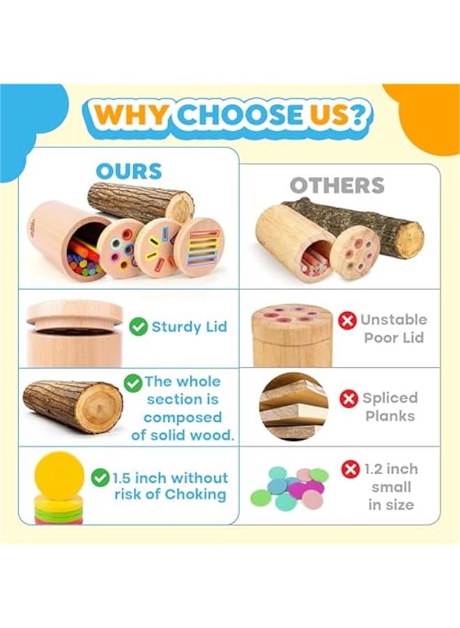 Wooden Montessori Baby Toddler Toys: 3 in 1Learning Fine Motor Skills Juguetes, Educational Color Sorting Fidget Sensory Toys for Toddlers 1-3, Object Permanence Cause and Effect Boys Girls Gifts - Image 3