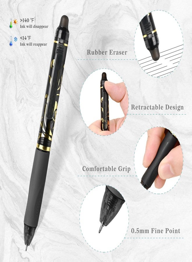 Temiary 10 Pcs Retractable Erasable Gel Pens, Fine Point 0.5 mm, Assorted Color Inks in Pen, Smooth Writing, Make Mistakes Disappear for Writing and Crossword Puzzle (Black) - Image 3