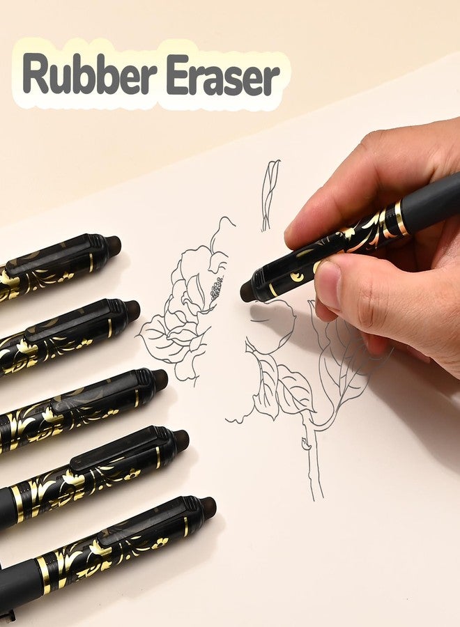 Temiary 10 Pcs Retractable Erasable Gel Pens, Fine Point 0.5 mm, Assorted Color Inks in Pen, Smooth Writing, Make Mistakes Disappear for Writing and Crossword Puzzle (Black) - Image 5