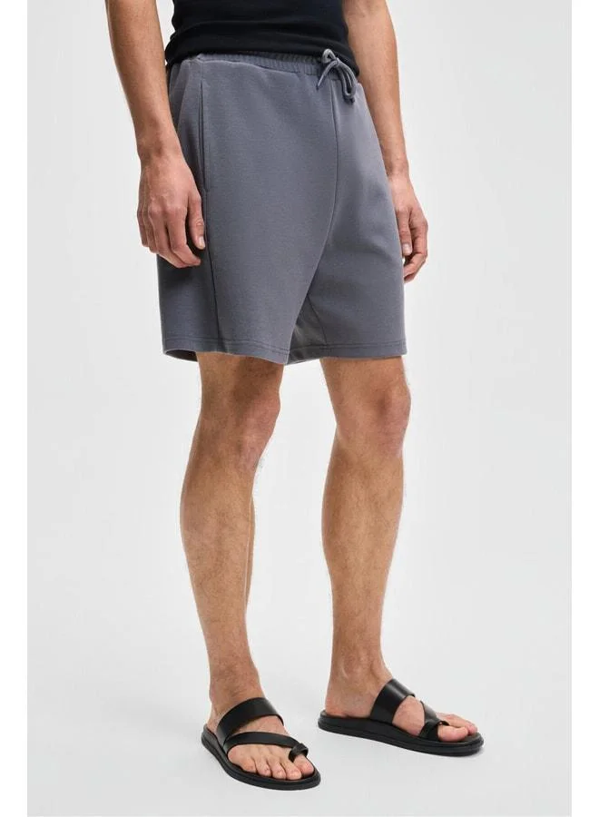 GRIMELANGE TYRONE Men's Elastic Waist Single Back Pocket Relaxed Fit Grey Shorts.