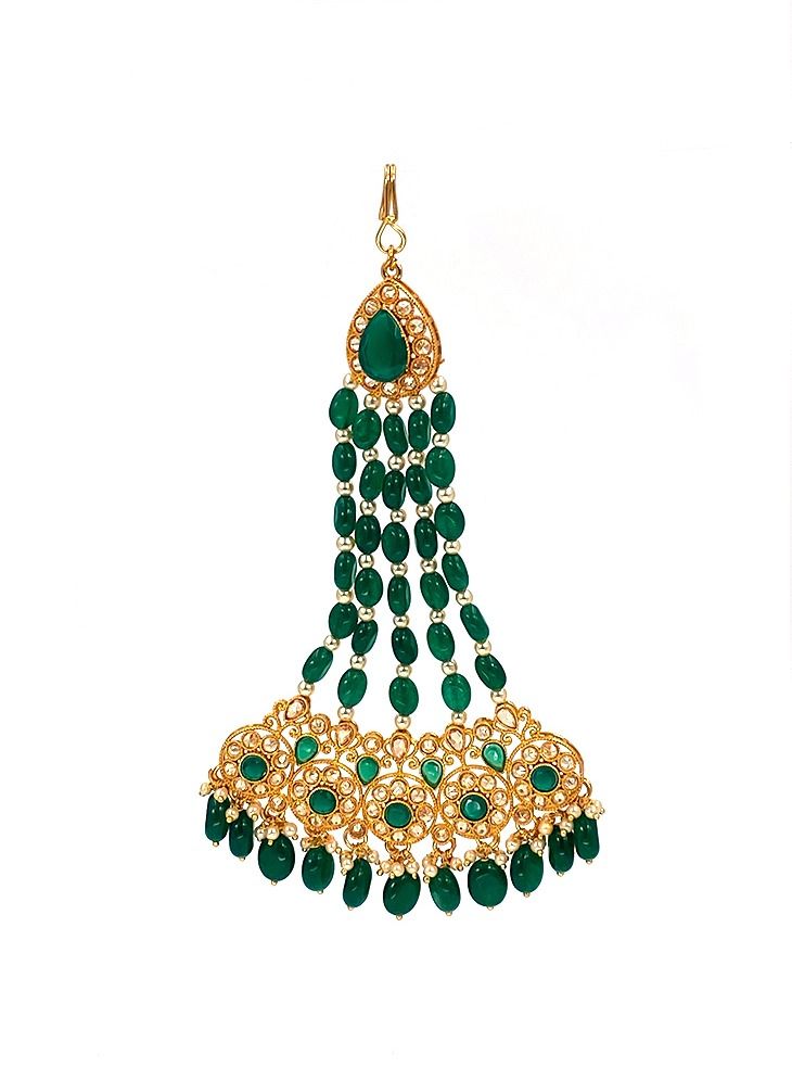 GOHONA GOHONA Traditional Indian Head Jhoomar Passa Jewelry Side Tikka for Women  - Image 1
