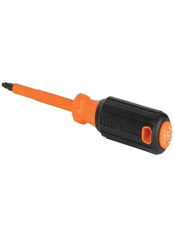 Klein Tools 6844INS Insulated Screwdriver, Made in USA, 1000V #2 Square Tip Screwdriver with 4-Inch Shank, Tip-Ident, Cushion-Grip Handle - Image 1
