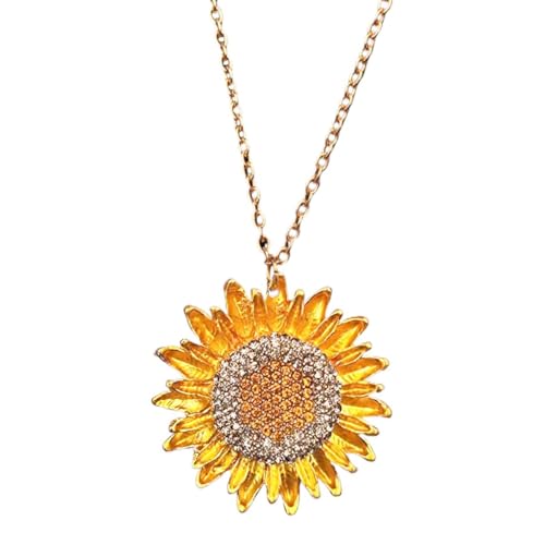 LHDOS Bling Sunflower Car Mirror Hanging Accessories Crystal Diamond Car Interior Ornament Pendant for Women Lucky Rear View Mirror Charm for Auto Decoration Present - Image 1