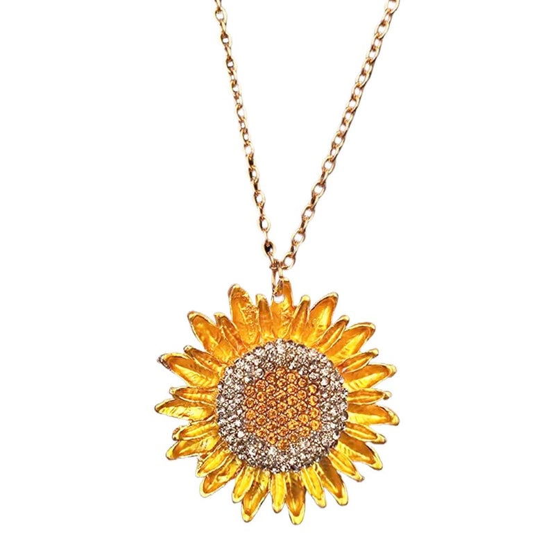 LHDOS Bling Sunflower Car Mirror Hanging Accessories Crystal Diamond Car Interior Ornament Pendant for Women Lucky Rear View Mirror Charm for Auto Decoration Present - Image 3