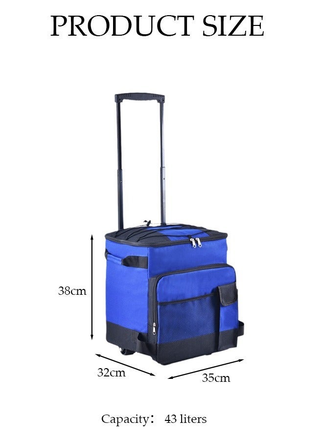 DUNISO Trolley Cooler Food Bag, Portable Hand Boot Cart Trunk, Insulated Rolling Thermal Beverage with Foldable Wheels Roller for Outdoor BBQ Beach, Camping, Picnics, Grocery Shopping - Image 4