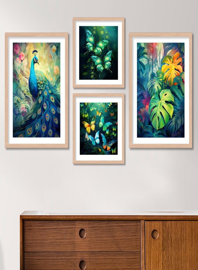 ARTELLY Framed Painting For Wall Decoration - Big Size Wall Painting Frames For Living Room Bedroom Home Office Decor Items (Set of 4) (Medium, Modern Art 7) - Image 1
