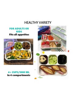 Y&D Lunch Box for Kids Adults School Container Multi Compartment Bento 4 Snack  - Image 4