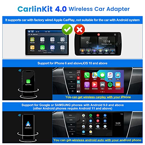 CarlinKit 40 CarPlay Wireless AdapterAndroid Auto Wireless Dongle for OEM Wired CarPlay Cars2026 OTA Upgrade2 in 15Ghz WiFi Seamless AutoConnectTwo Line CPC200CP2A for iPhone 6Android 11 - Image 3