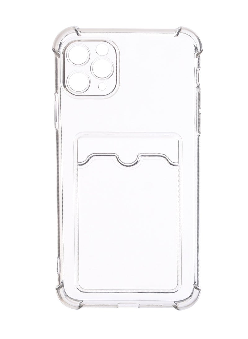 Generic - Silicone Back Phone Protection Cover With Silicone Pocket And Safety Edges For Iphone 11 Pro Max 6.5 - Transparent Black - Image 1