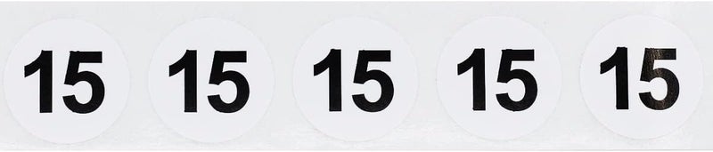InStockLabels.com White with Black Number 15 Circle Dot Stickers, 3/4 Inch Round, 500 Labels on a Roll for Organization and Inventory - Semi-Gloss Finish - Made in The USA - Image 2